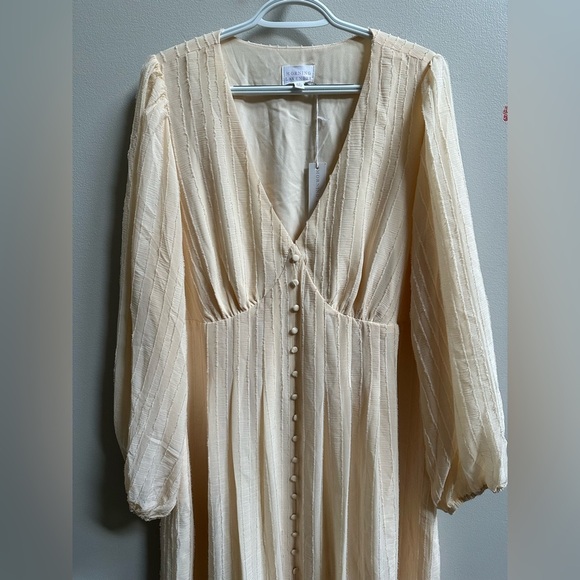 NEW Morning Lavender Valerie Buttoned Midi Dress in Cream Women’s Plus Size 1X - Picture 6 of 13